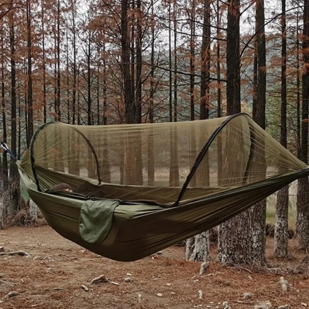 HÄNGEMATTE MIT MOSKITONETZ 120x250cm – Dein Rückzugsort in der Natur