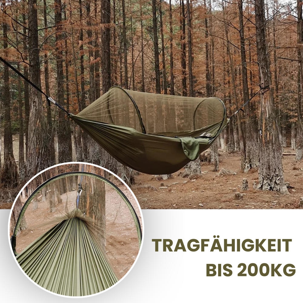 HÄNGEMATTE MIT MOSKITONETZ 120x250cm – Dein Rückzugsort in der Natur