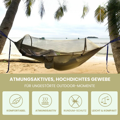 HÄNGEMATTE MIT MOSKITONETZ 120x250cm – Dein Rückzugsort in der Natur
