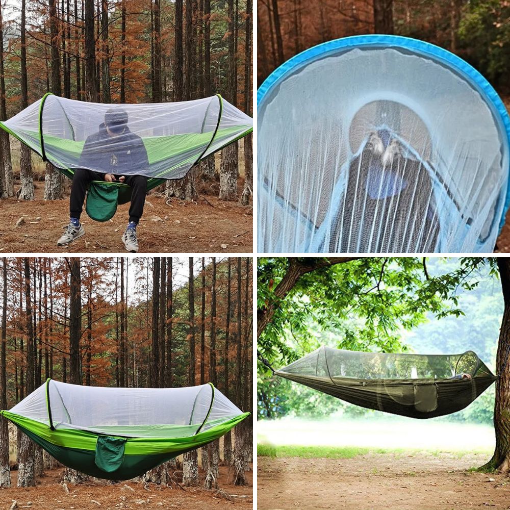 HÄNGEMATTE MIT MOSKITONETZ 120x250cm – Dein Rückzugsort in der Natur