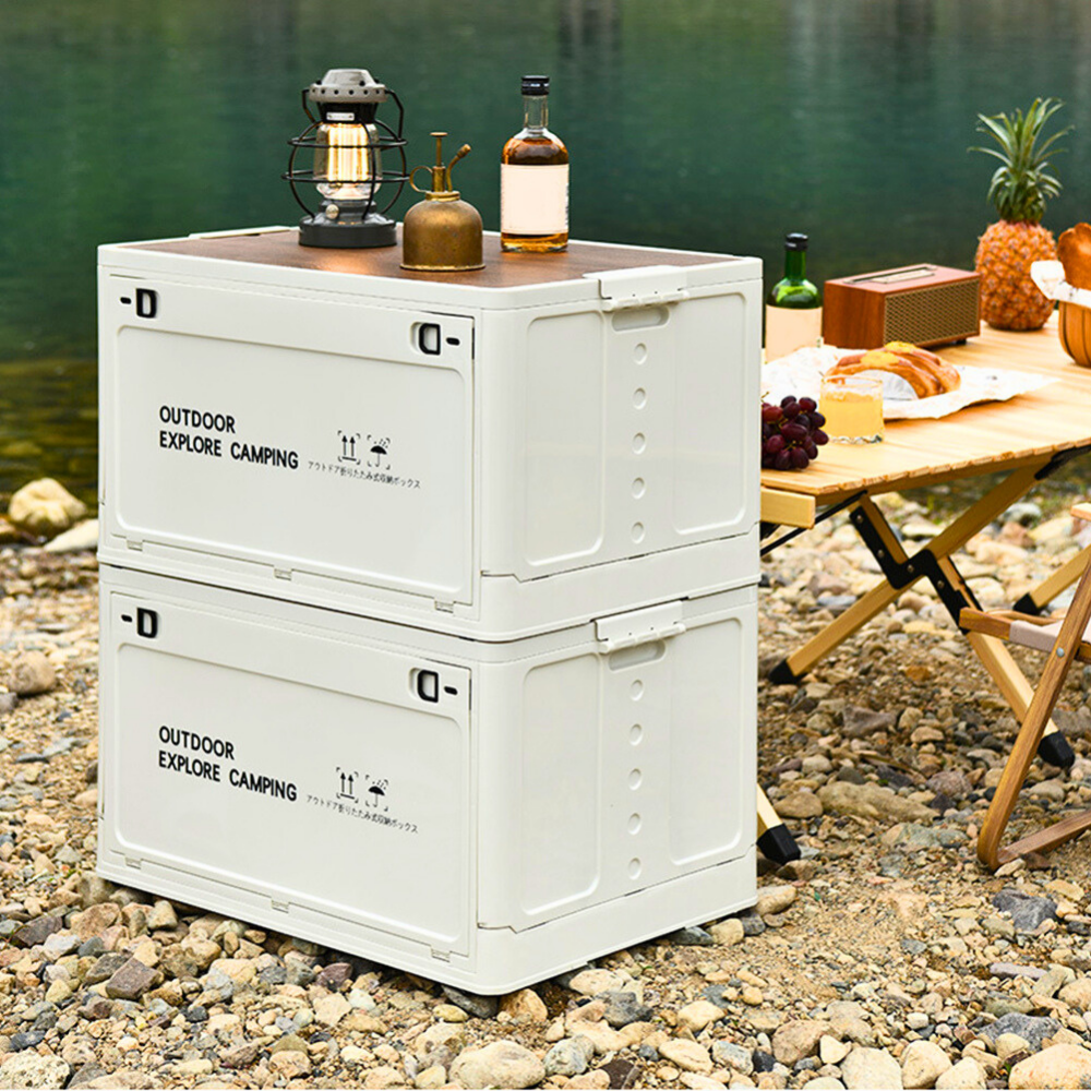 CAMPING AUFBEWAHRUNGSBOX MIT TISCHFUNKTION UND DECKEL - 30 LITER