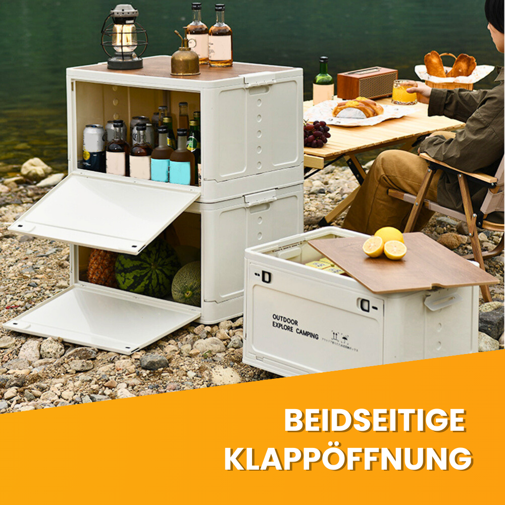 CAMPING AUFBEWAHRUNGSBOX MIT TISCHFUNKTION UND DECKEL - 30 LITER