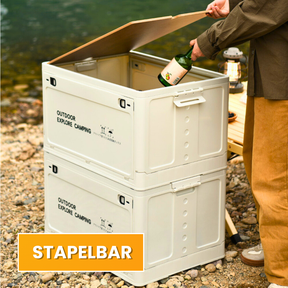 CAMPING AUFBEWAHRUNGSBOX MIT TISCHFUNKTION UND DECKEL - 30 LITER