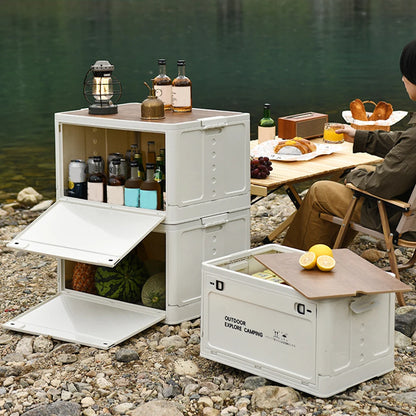 CAMPING AUFBEWAHRUNGSBOX MIT TISCHFUNKTION UND DECKEL - 30 LITER